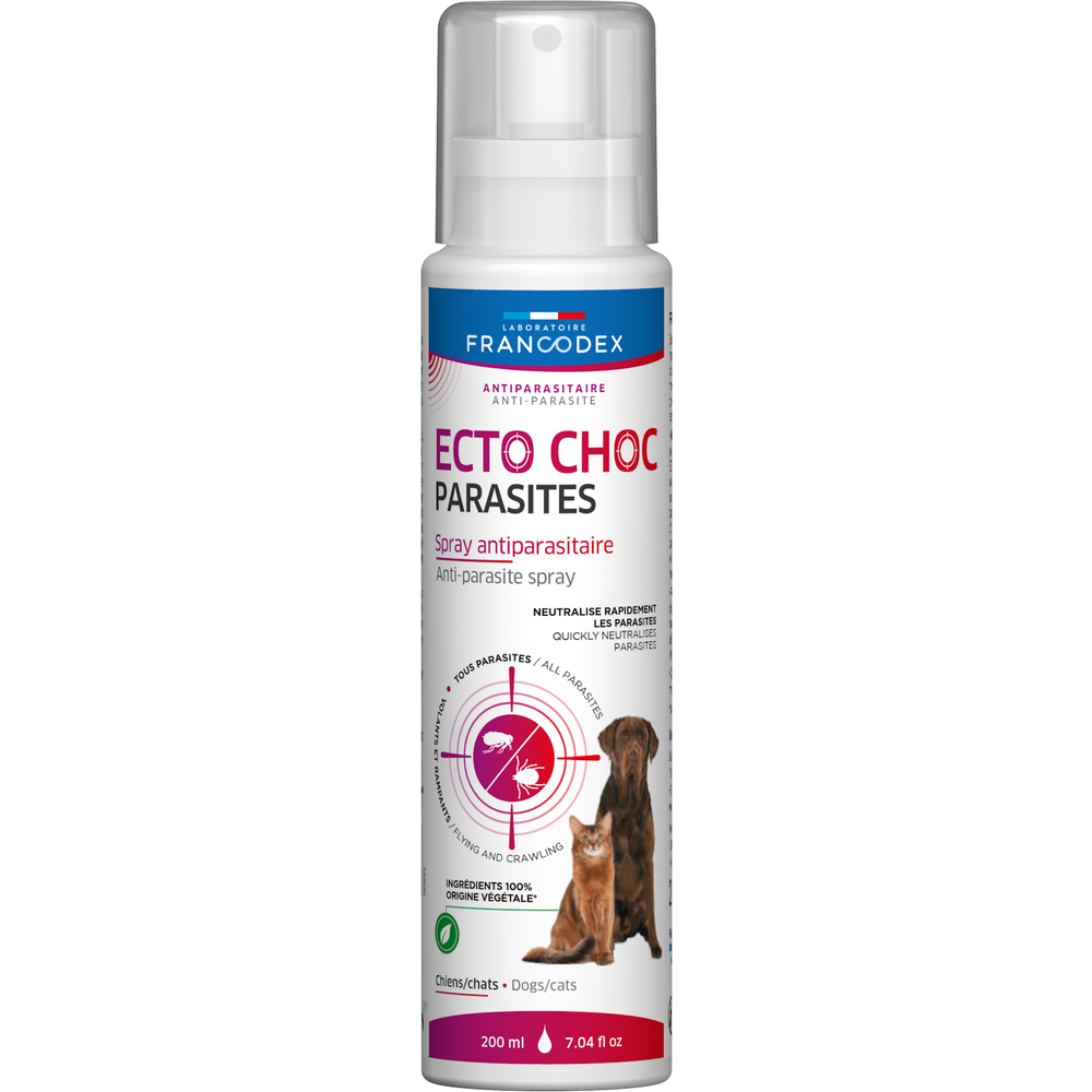 Spray antiparasitaire pour chien et chat Ecto choc 200ml