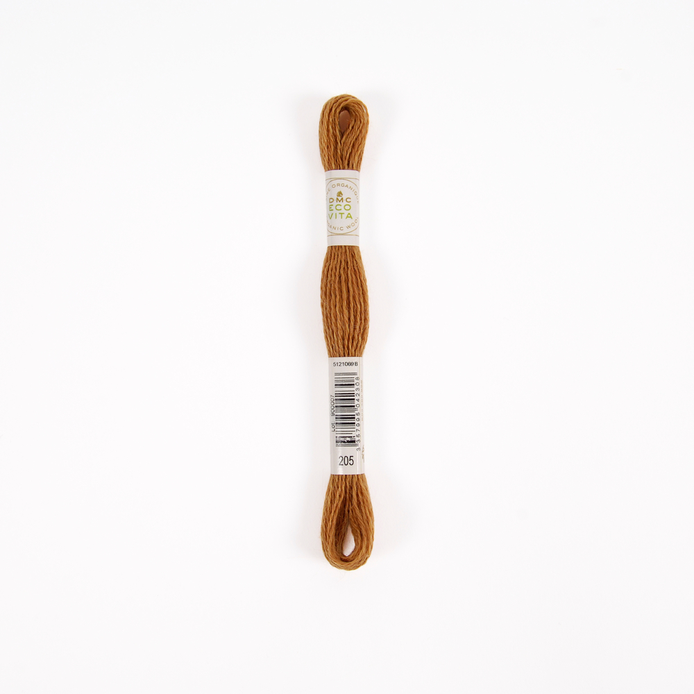 Fil de laine organique à broder Eco Vita 360 coloris 205 marron -16m