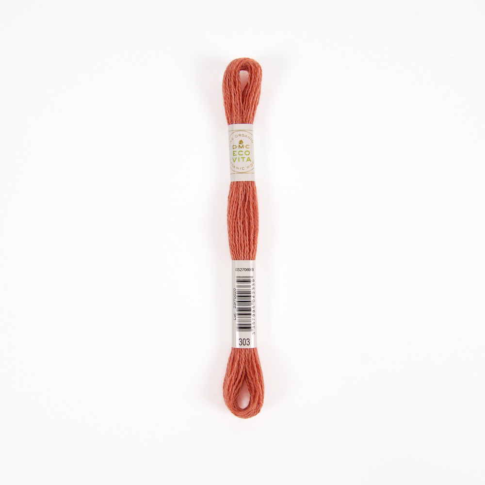 Fil de laine organique à broder Eco Vita 360 coloris 303 rose -16m