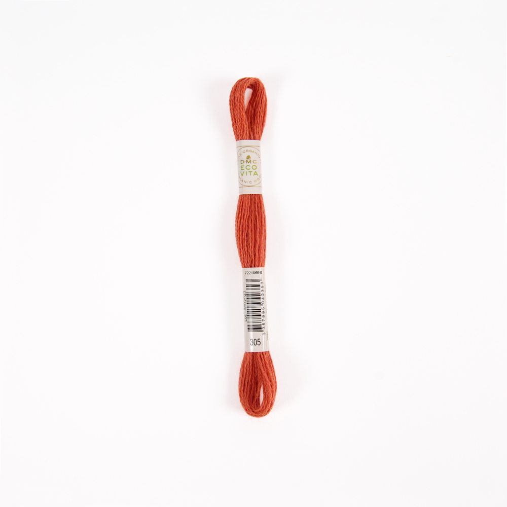 Fil de laine organique à broder Eco Vita 360 coloris 305 rouge -16m