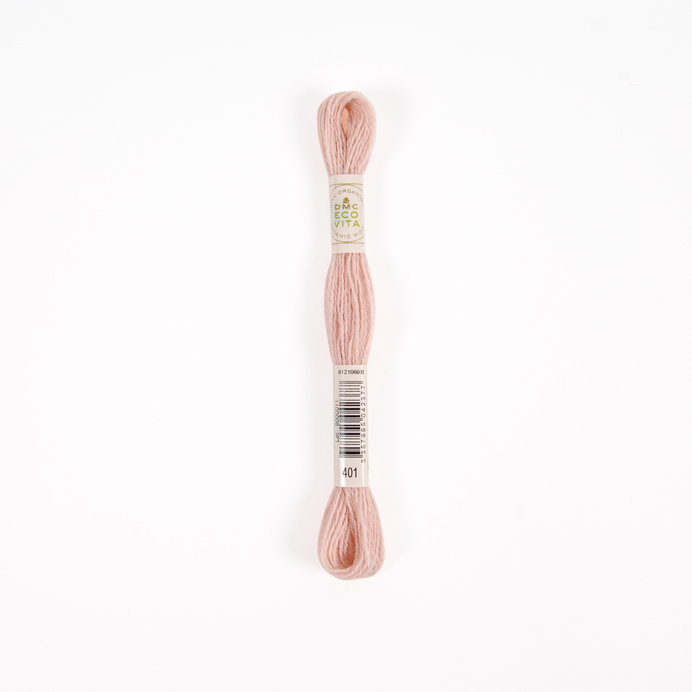 Fil de laine organique à broder Eco Vita 360 coloris 401 rose -16m