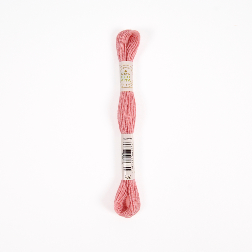 Fil de laine organique à broder Eco Vita 360 coloris 402 rose -16m