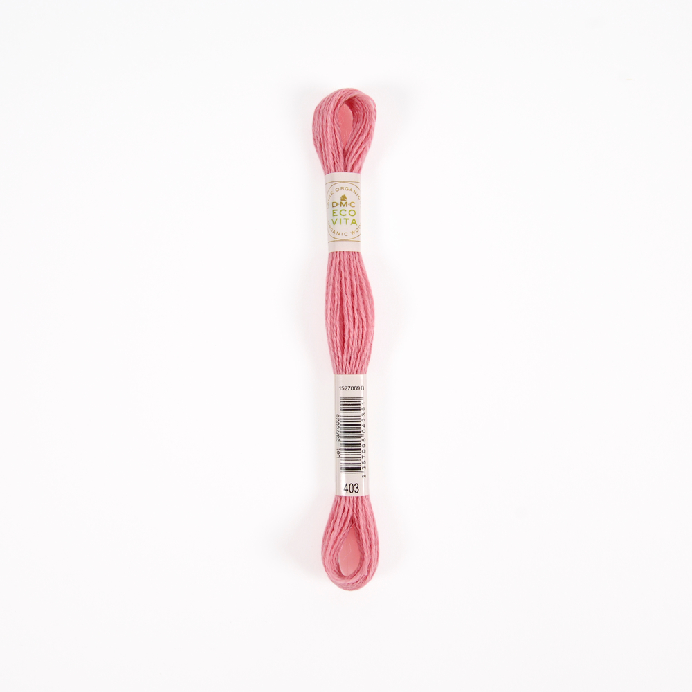 Fil de laine organique à broder Eco Vita 360 coloris 403 rose -16m