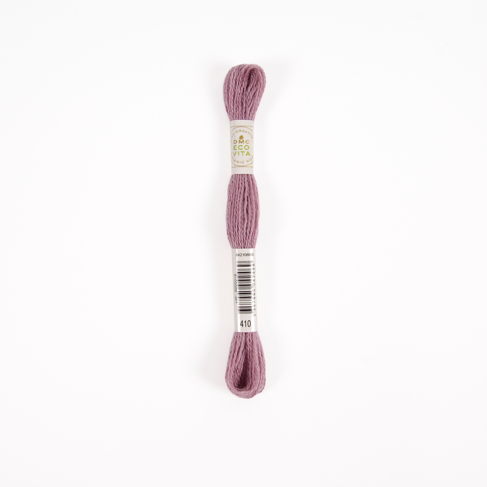 Fil de laine organique à broder Eco Vita 360 coloris 410 rose -16m