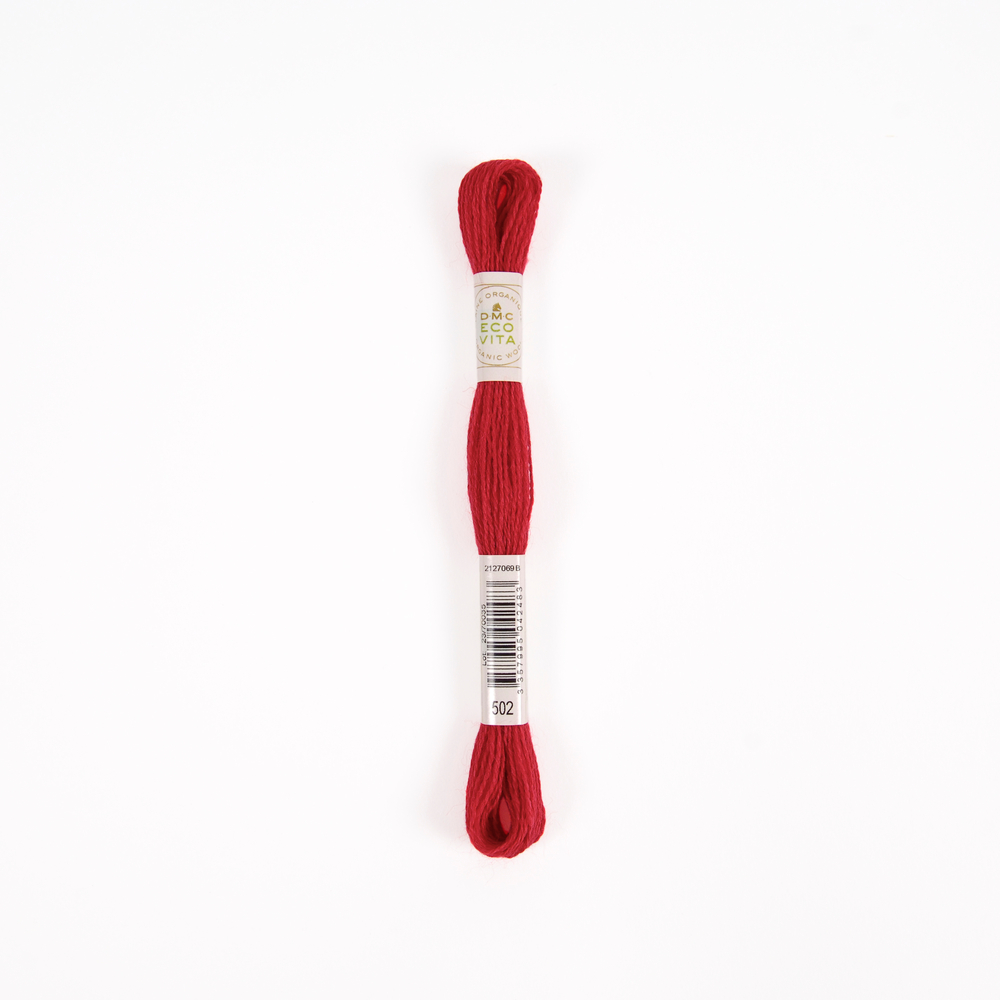 Fil de laine organique à broder Eco Vita 360 coloris 502 rouge -16m