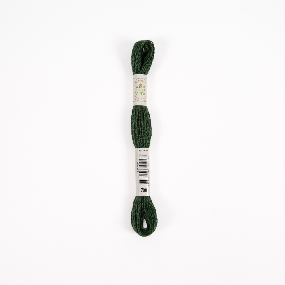 Fil de laine organique à broder Eco Vita 360 coloris 708 vert -16m