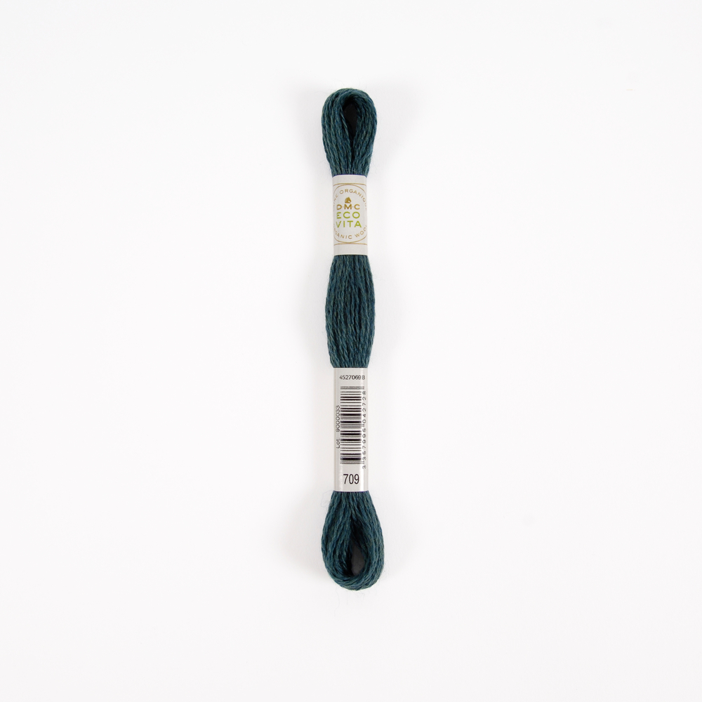 Fil de laine organique à broder Eco Vita 360 coloris 709 bleu -16m