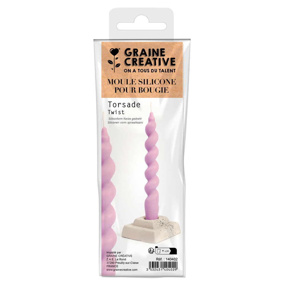 Moule silicone pour bougie - Torsadé H.17cm