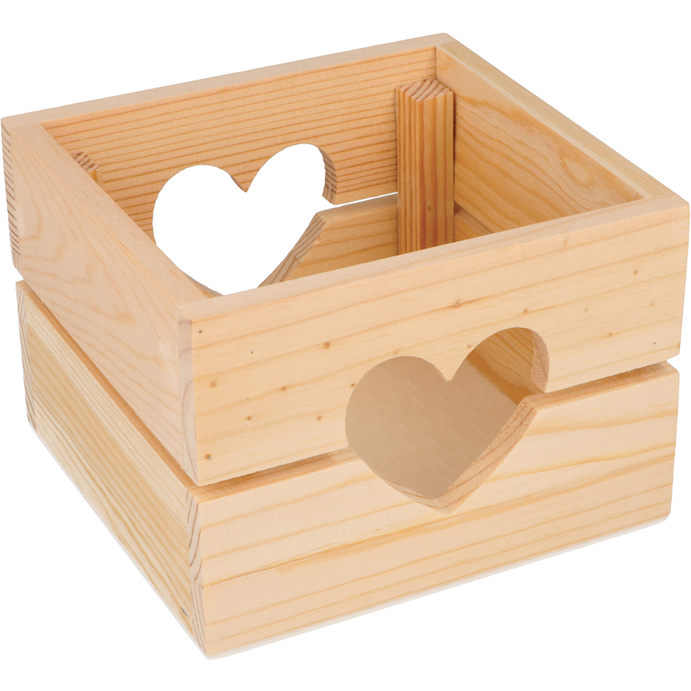 Casier ajouré cœur en bois 12x11x8.5cm