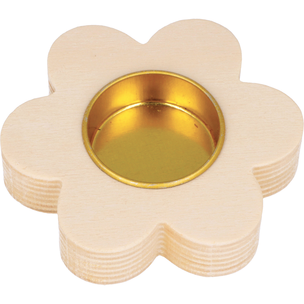 Bougeoir fleur en bois