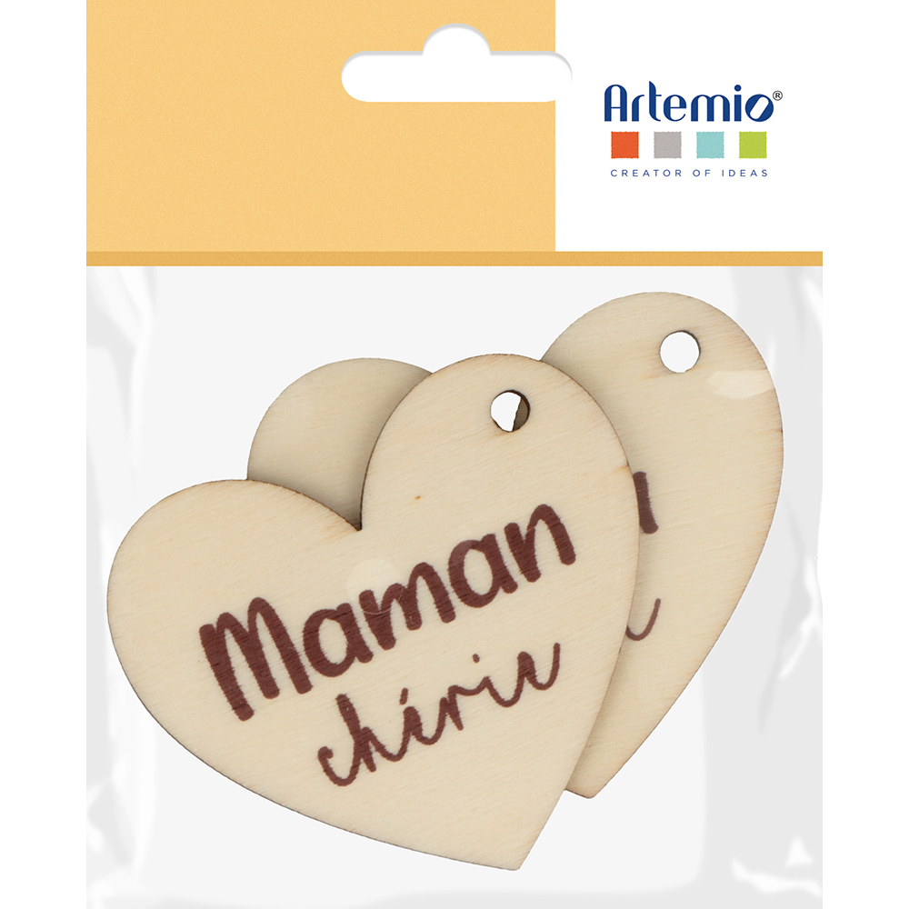 Silhouettes en bois motif Cœur chéri à décorer Papa et Maman - x2