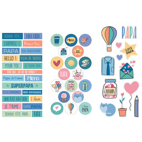 Stickers de décoration Papa pour la fête des pères x3 feuilles