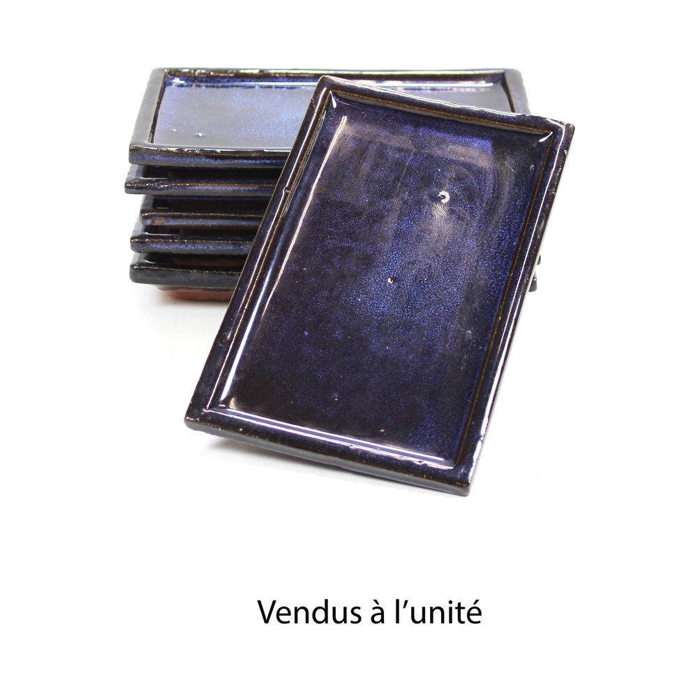 Plateau rectangulaire pour bonzaï, coloris bleu - L.15cm