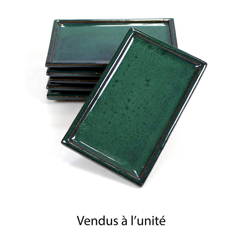 Plateau rectangulaire pour bonzaï, coloris vert - L.15cm