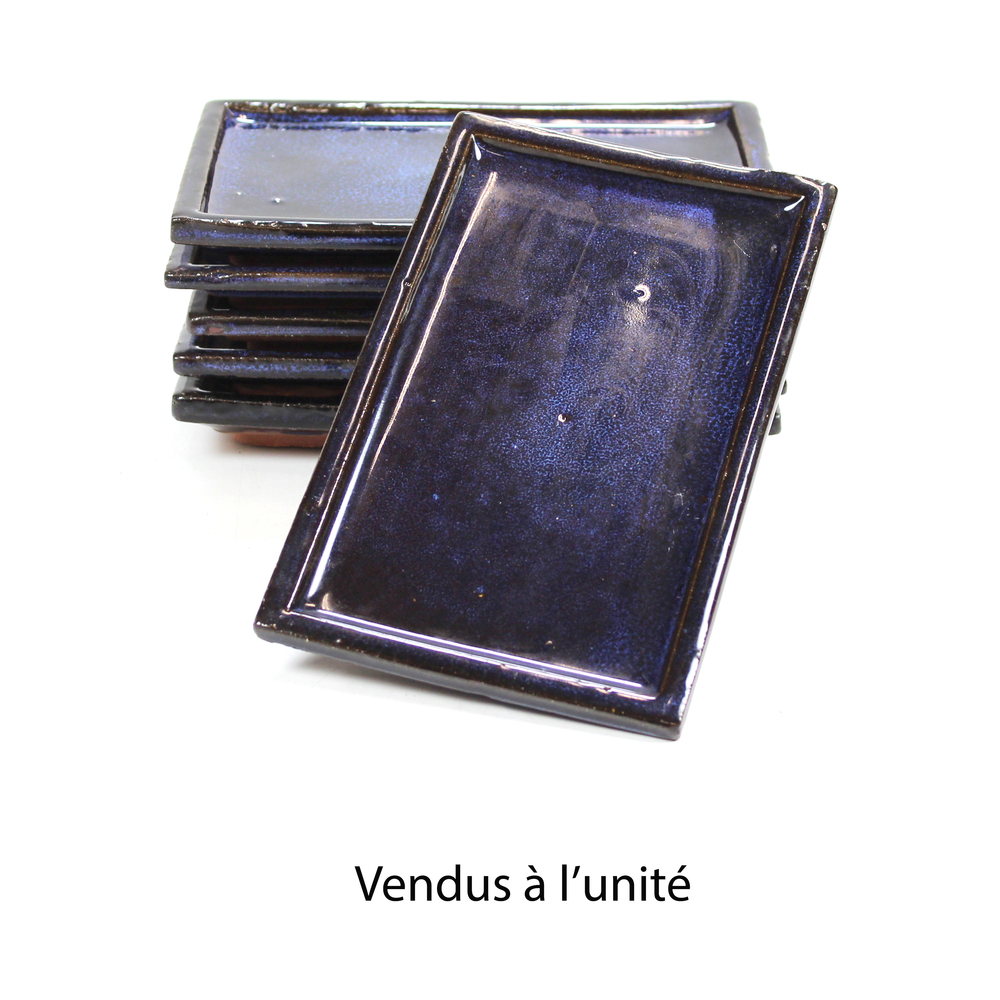 Plateau rectangulaire pour bonzaï, coloris bleu - L.20cm