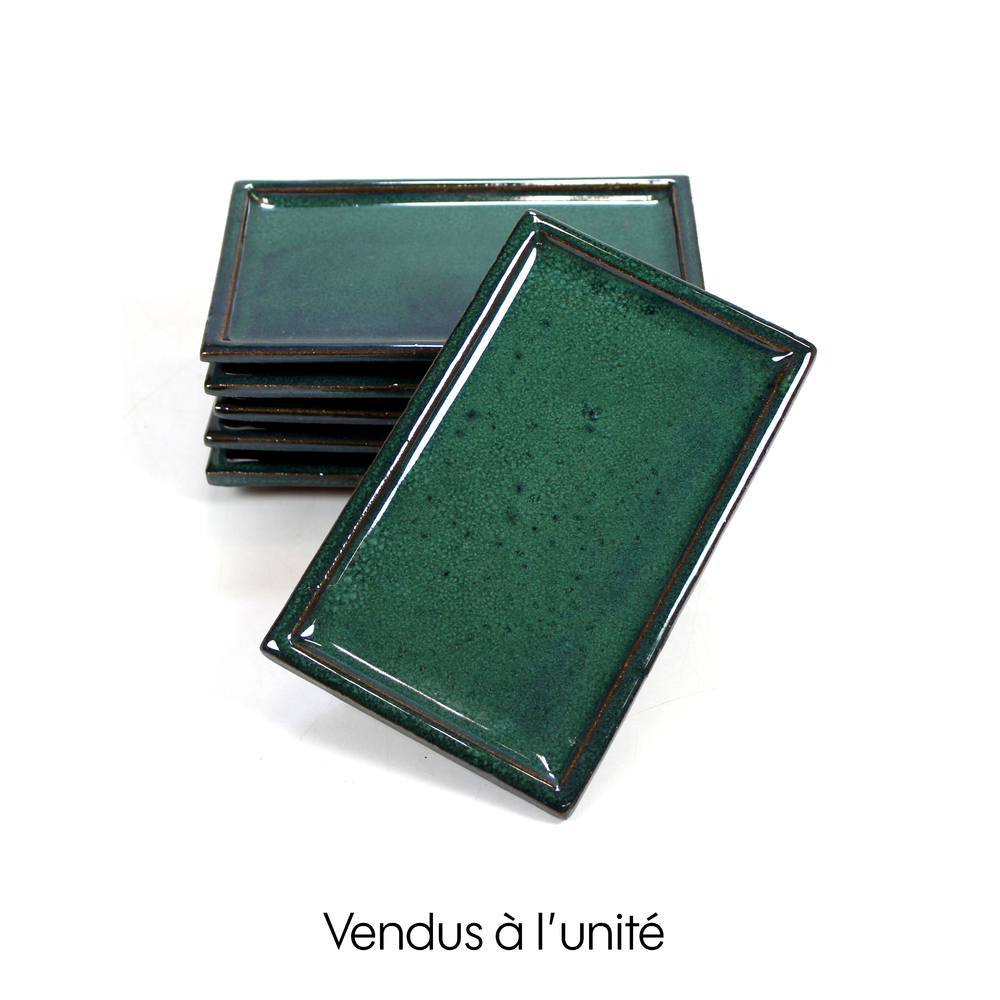 Plateau rectangulaire pour bonzaï, coloris vert, L.20cm