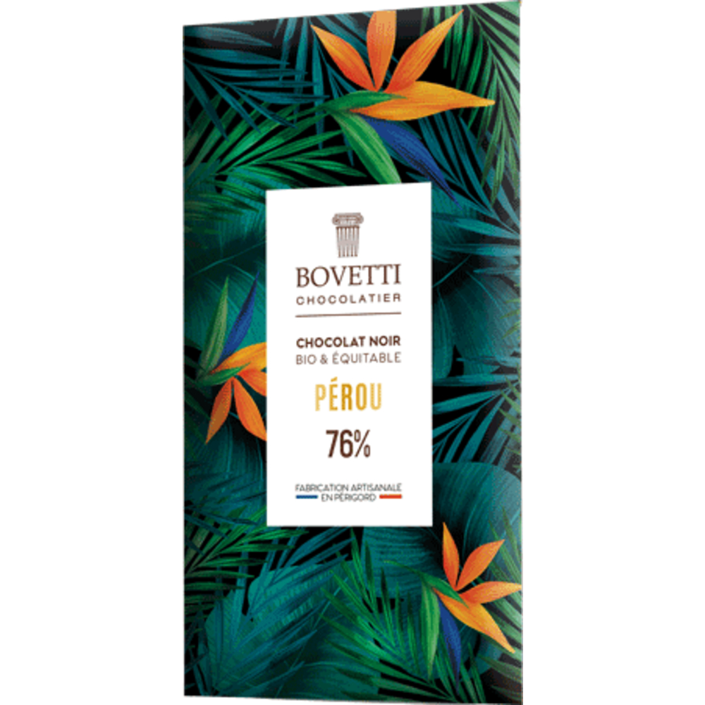 Tablette chocolat noir origine Pérou 76% de cacao - 80g