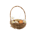 Décoration de Pâques - Panier nid avec 3 œufs sur lit de paille