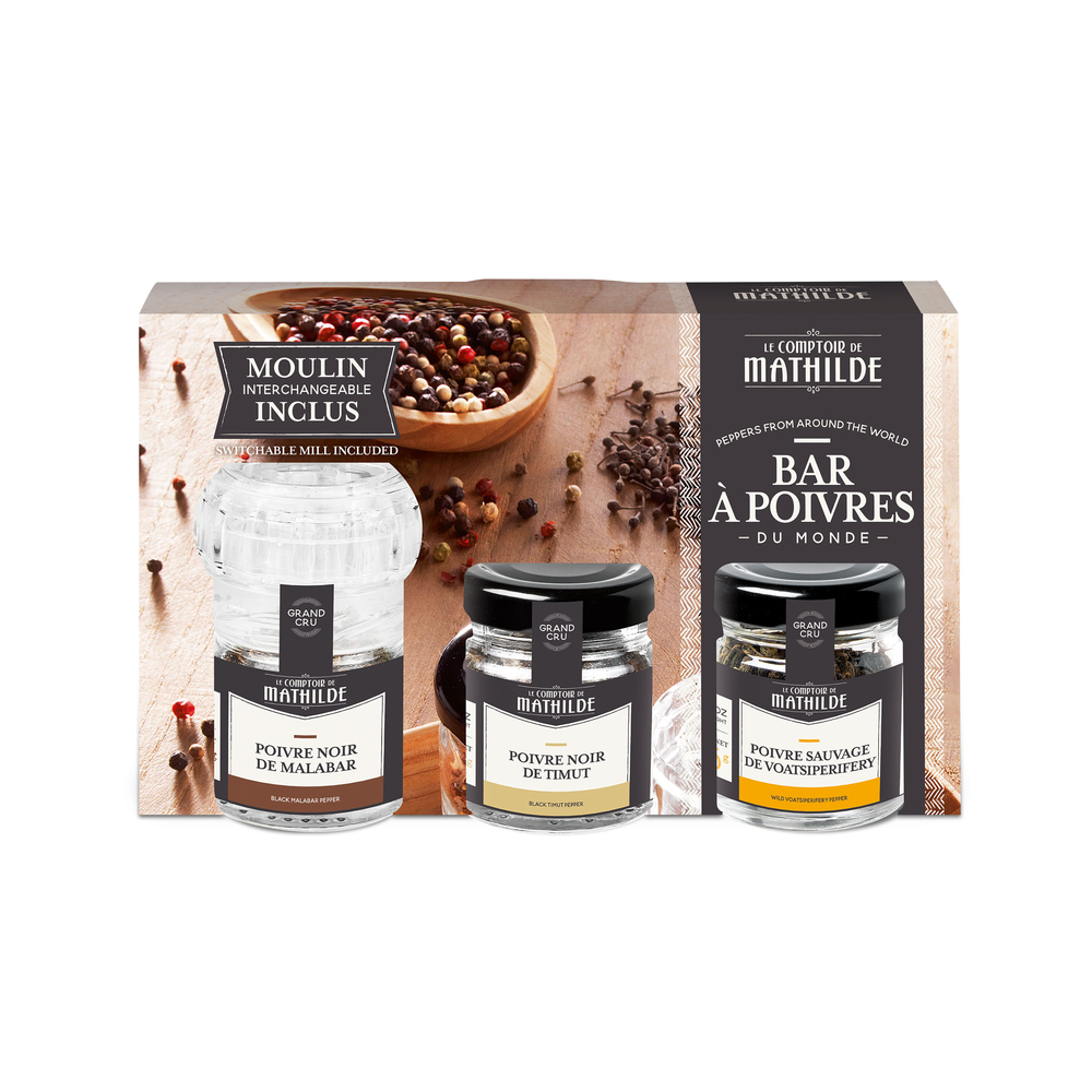 Coffret assortiment poivres du monde - 2x15g + 1x10g