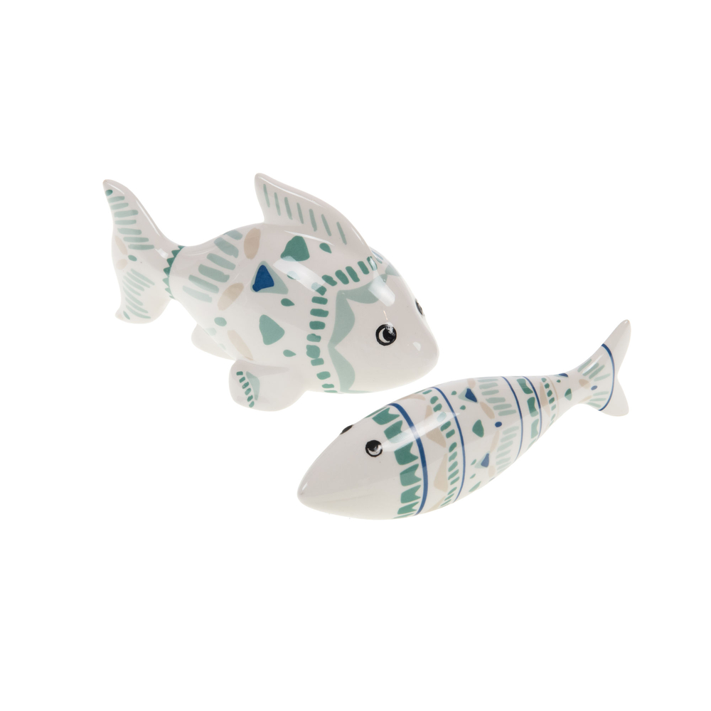 Statue poisson Keola, en céramique - L.15xl.8xH.6cm