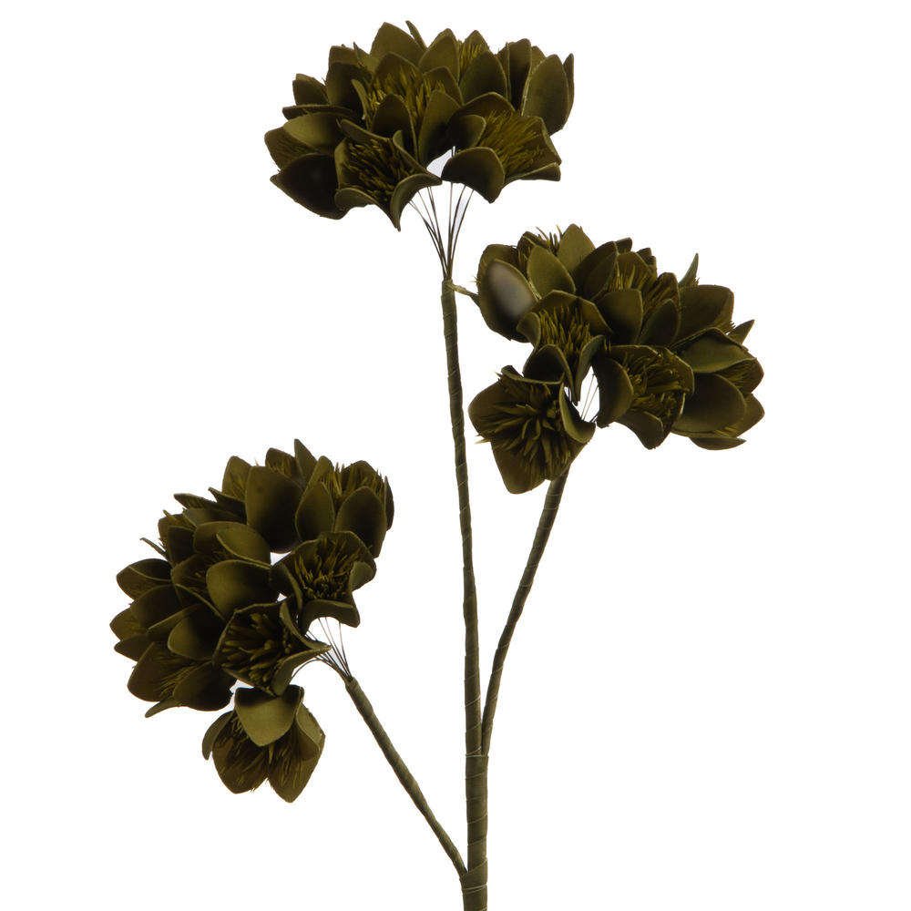 Tige fleur artificielle Alba, coloris kaki - H.94cm