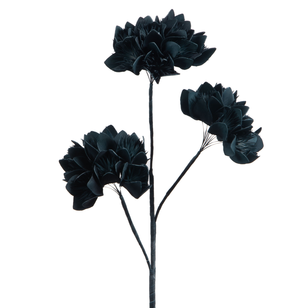 Tige fleur artificielle Alba, coloris bleu - H.94cm