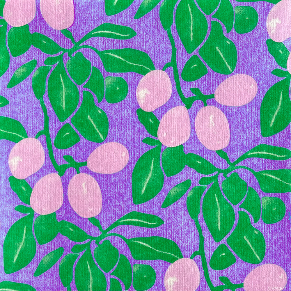 20 serviettes cocktail 'Prune', coloris violet - 25x25cm