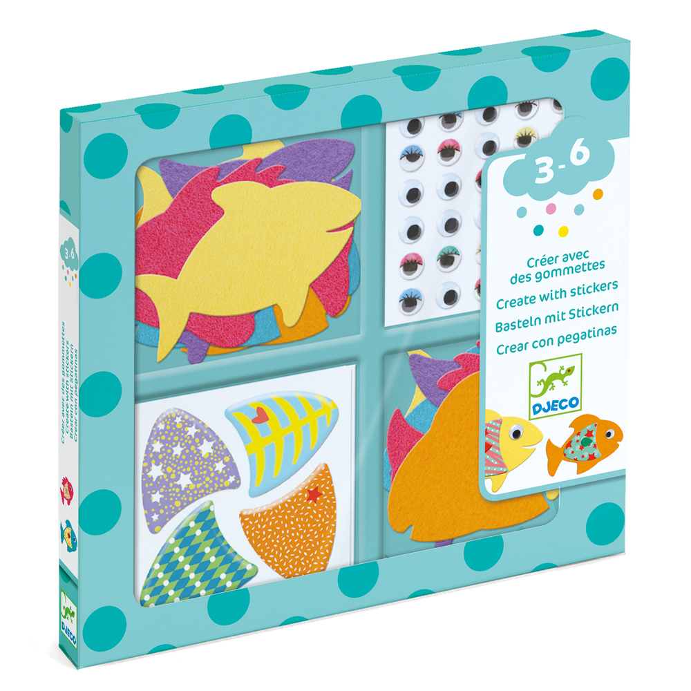 Stickers à coller 'J'aime les poissons' - x32 pièces