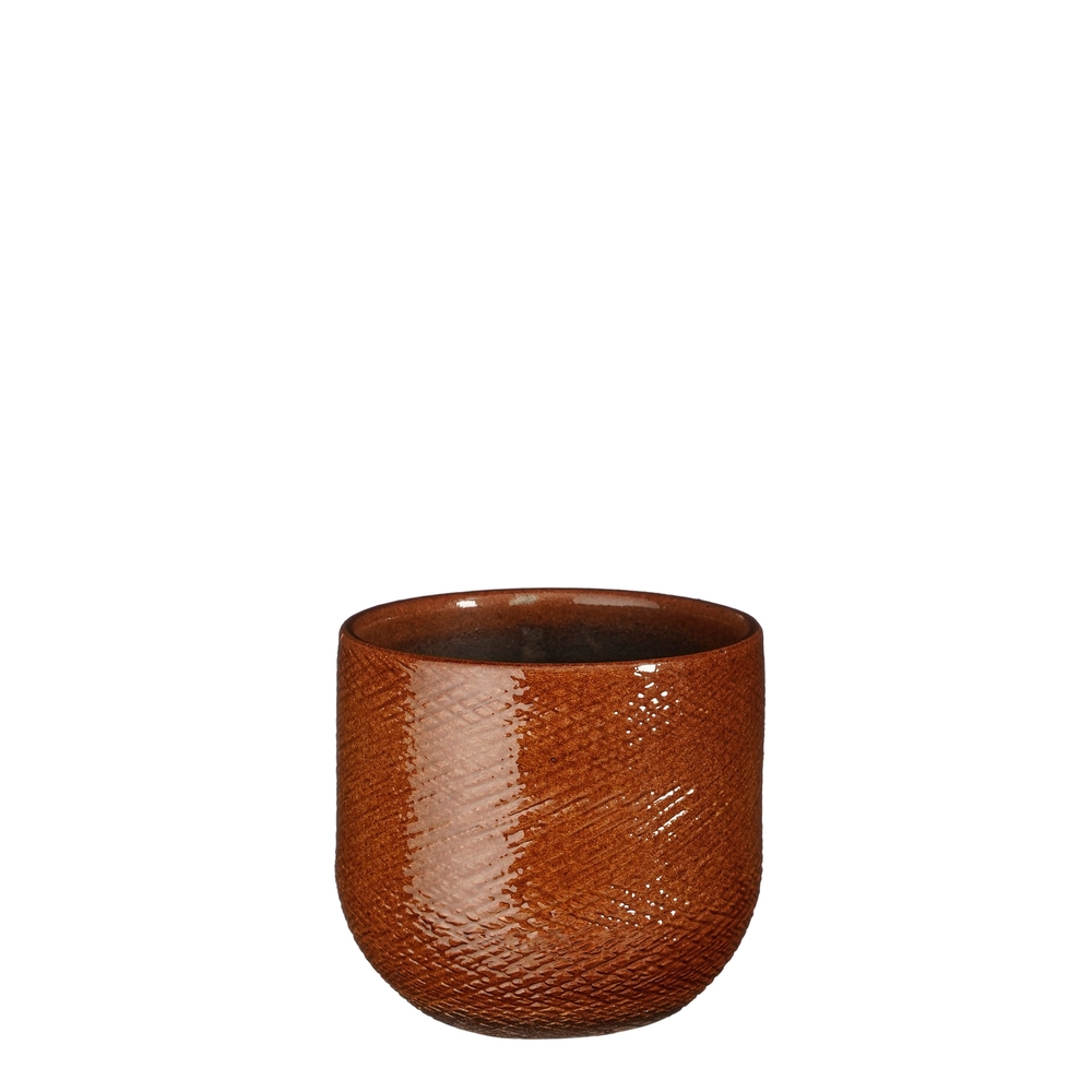 Cache-pot Enzo ocre - H.13xD.14cm