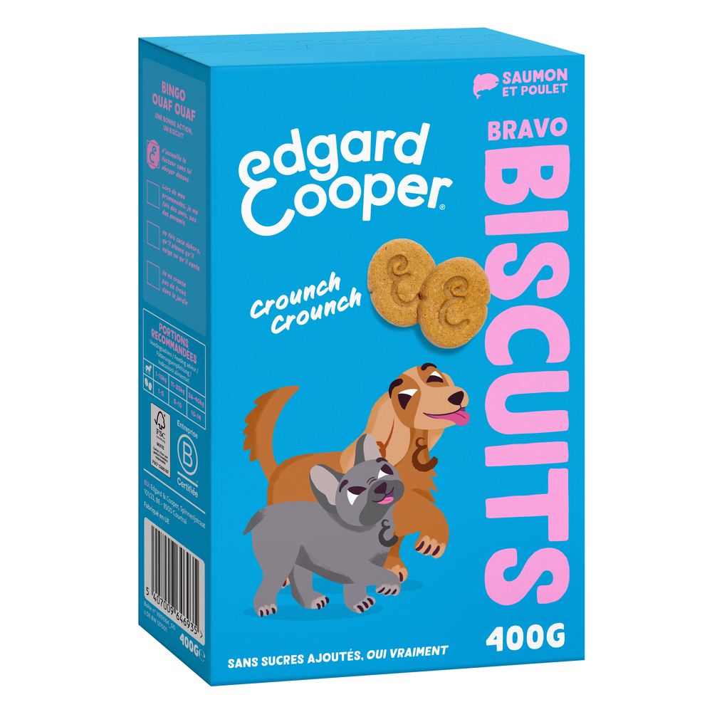 Biscuits pour chien -Saumon, poulet et céréales complètes 400g 