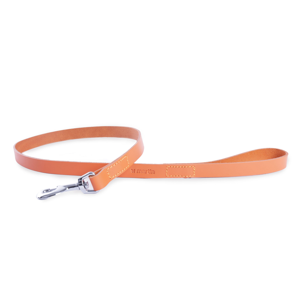 Laisse en cuir pour chien, coloris orange - L.100xl.14mm