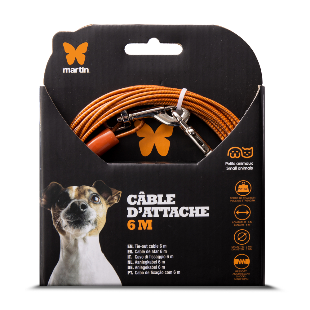 Câble d'attache pour petits chats et chiens - 6m