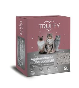 Litière minérale agglomérante au charbon actif pour chat 5L