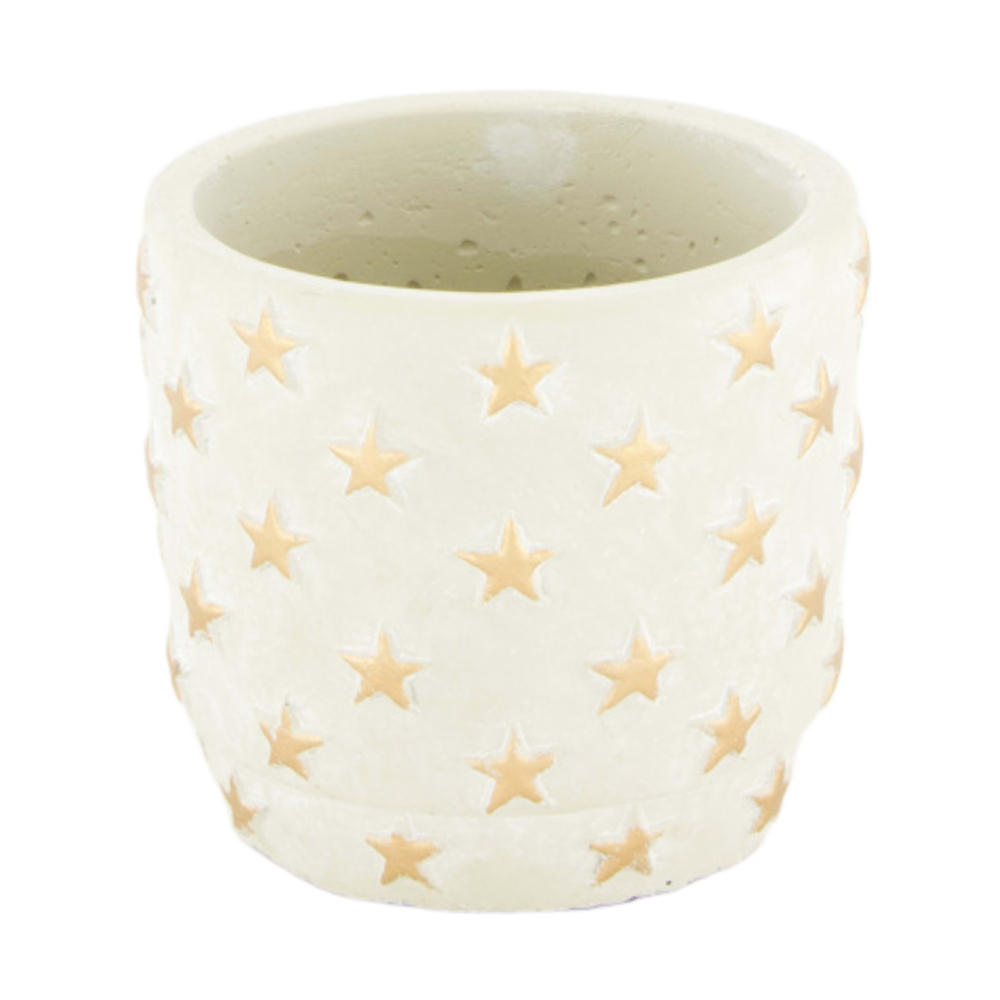 Cache-pot motif étoile en ciment 9x9x8cm