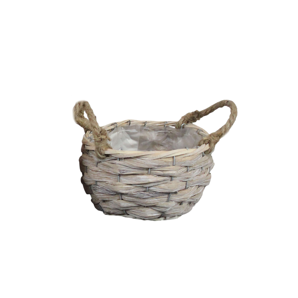 Panier bois et fibres naturelles - 17x17x10cm