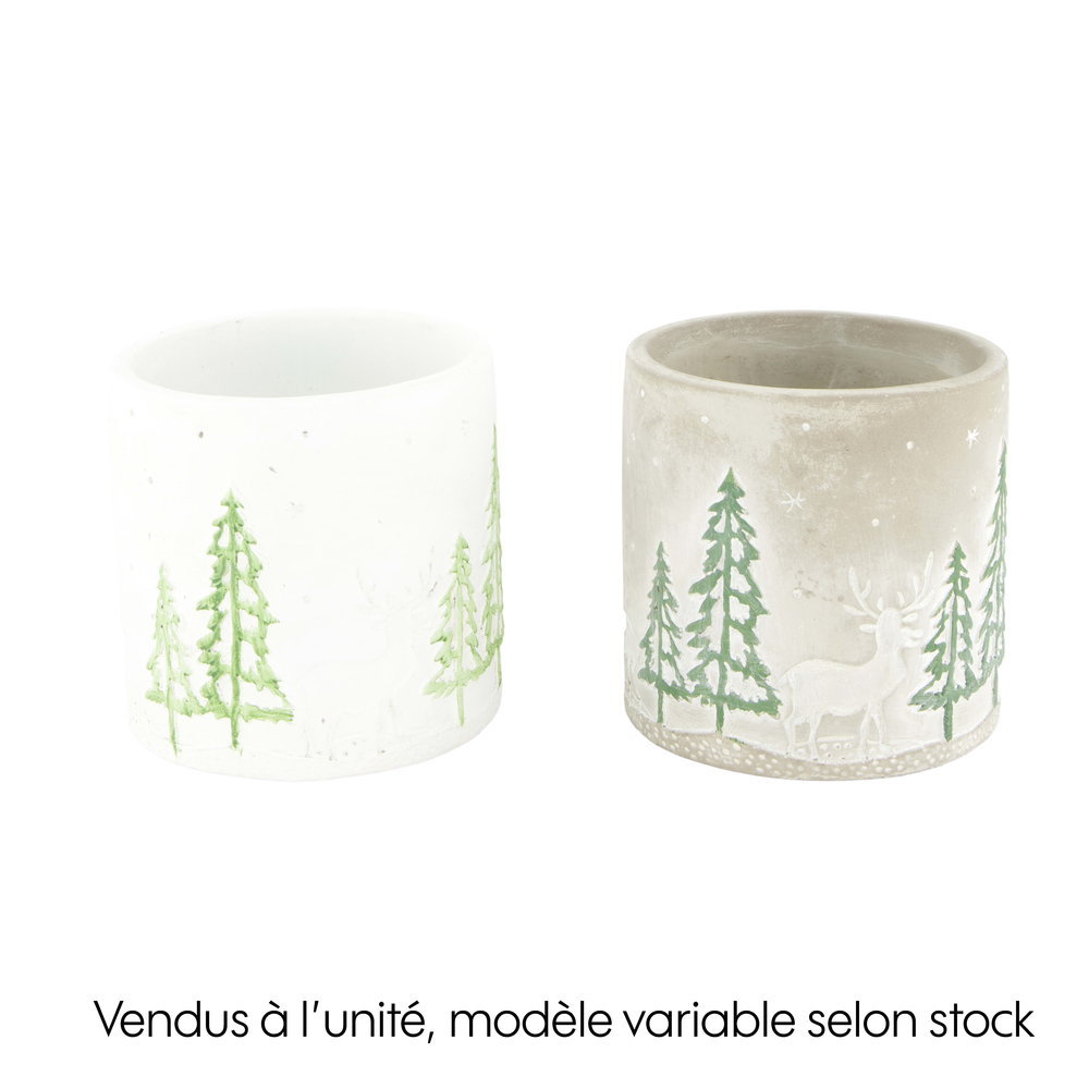 Assortiment de cache-pot avec motifs sapins - 12.8x12.8x11.3cm