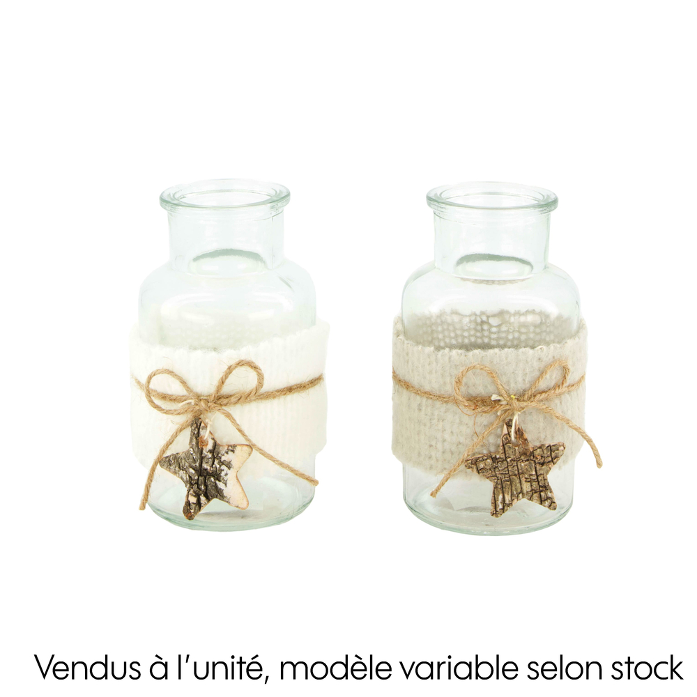 Assortiment de deux bouteilles en verre décorées - 6.5x6.5x12.5cm