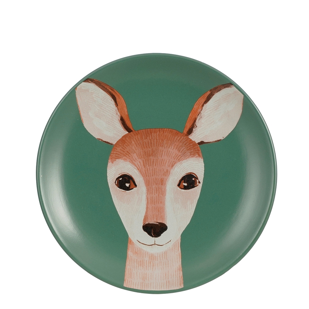 Assiette décorative en céramique, motif Cerf - D20cm