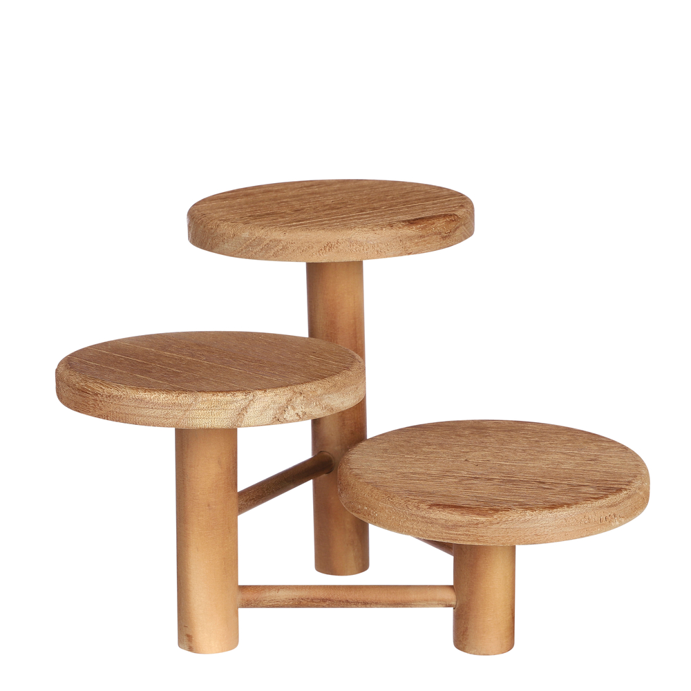 Sellette en bois, coloris naturel - D.29xH.20,5cm