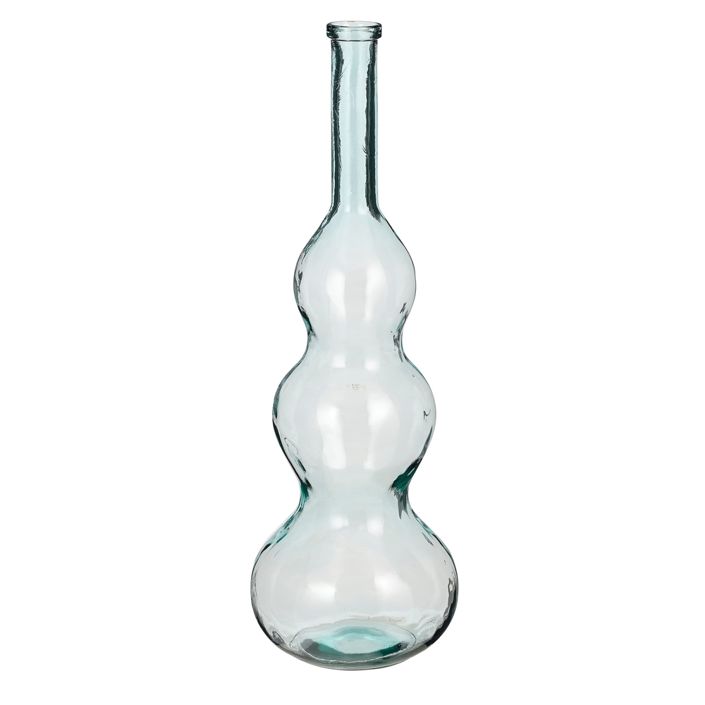 Vase en verre recyclé 'Benito', transparent - H.100xD.33cm