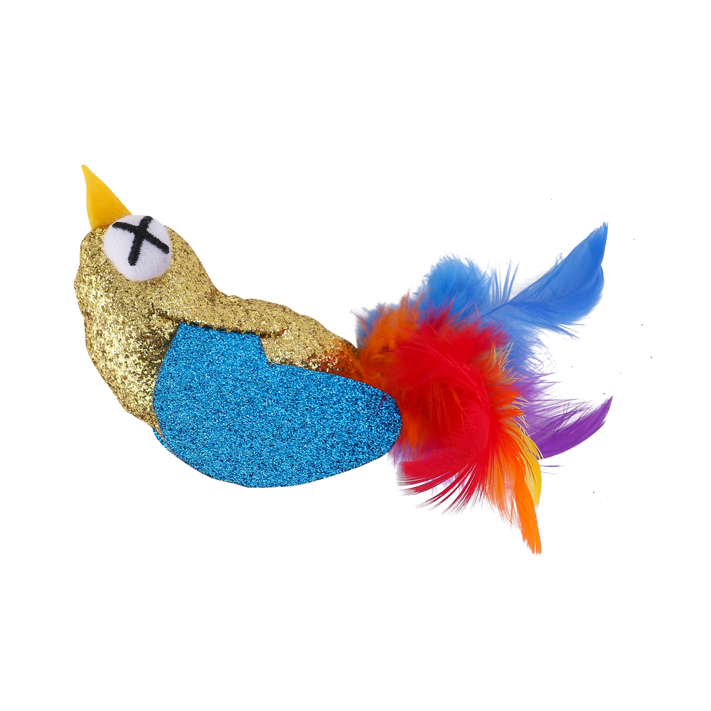 Jouet Disco mésange avec plumes pour chat