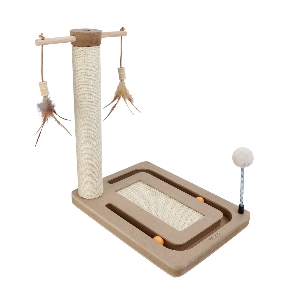 Jouet pour chat : poteau multi-activités 6 en 1 - L.30,5xl.41xH.11cm