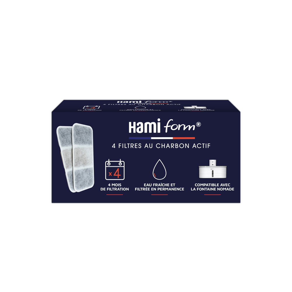 4 filtres au charbon actif, pour fontaine nomade