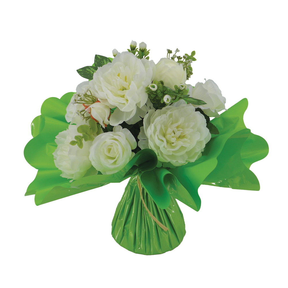 Fleurs artificielles - bouquet blanc bulle H.35 D.35cm