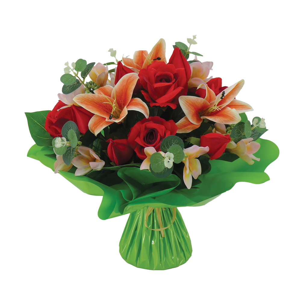 Fleurs artificielles - bouquet rouge bulle H.40 D.45cm