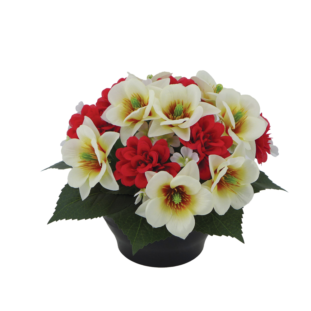 Fleurs artificielles - coupe florale rouge H.24 D.28cm