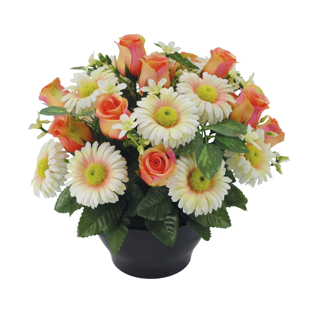 Fleurs artificielles - coupe florale saumon H.29 D.32cm