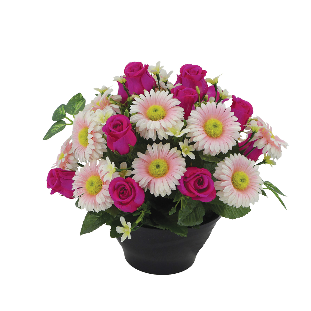 Fleurs artificielles - coupe florale fuchsia H.29 D.32cm