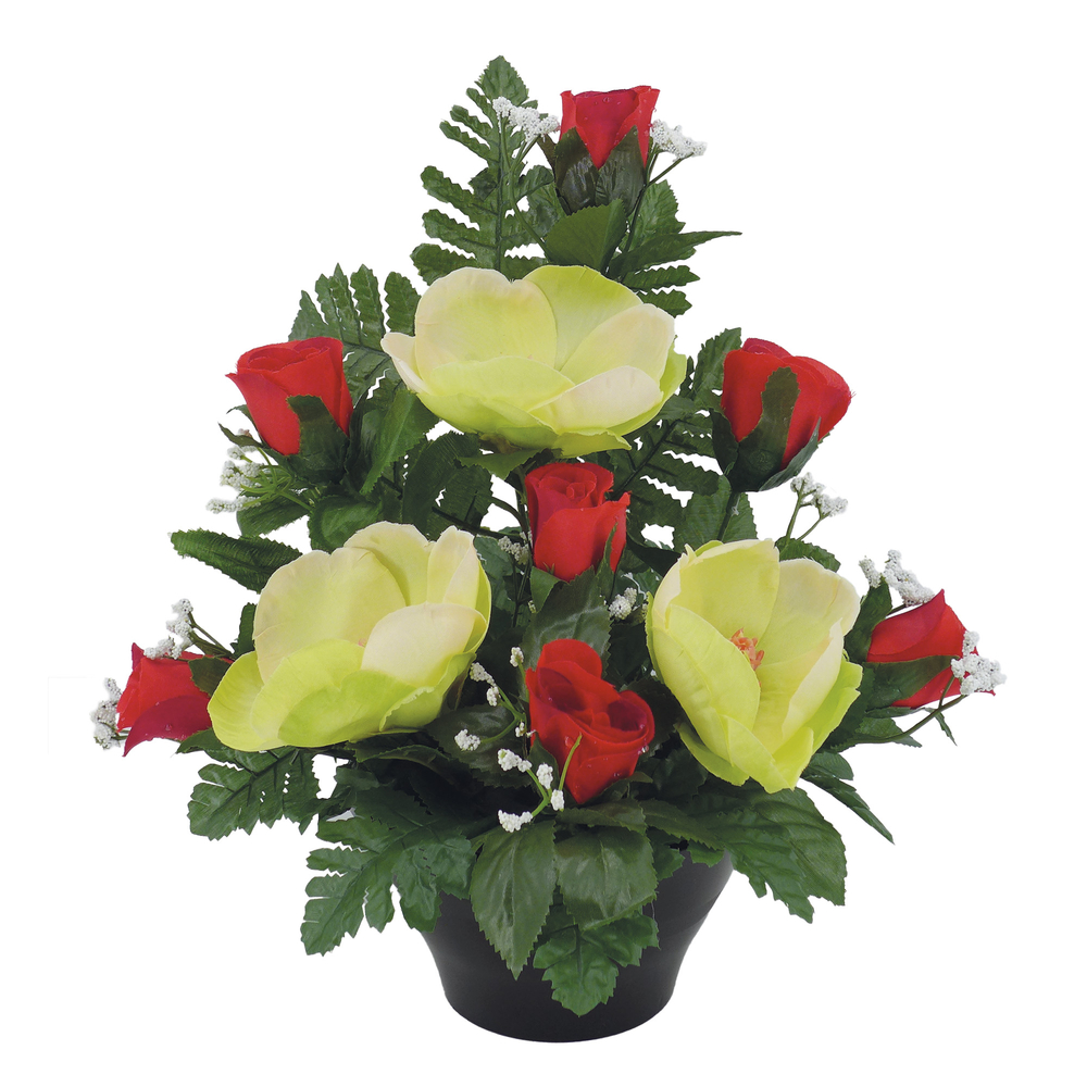 Fleurs artificielles - coupe florale rouge H.33 D.30cm