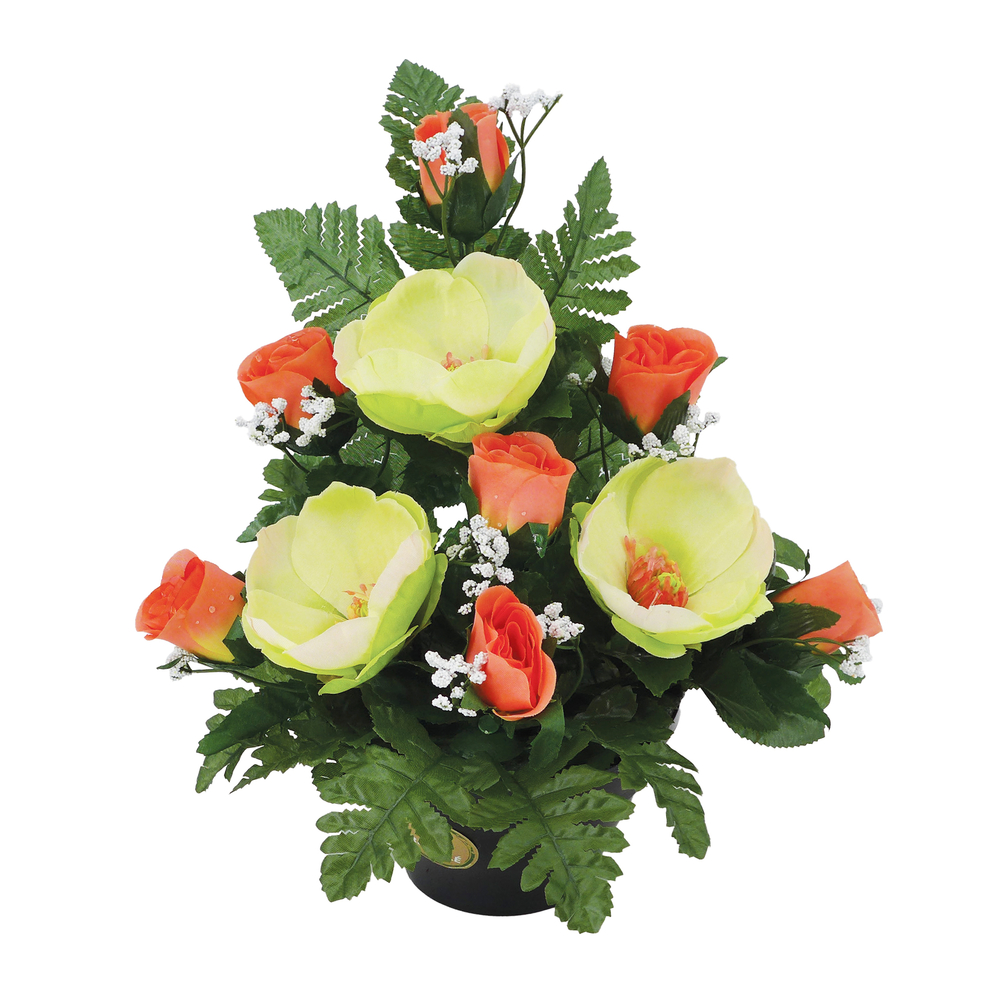 Fleurs artificielles - coupe florale saumon H.33 D.30cm